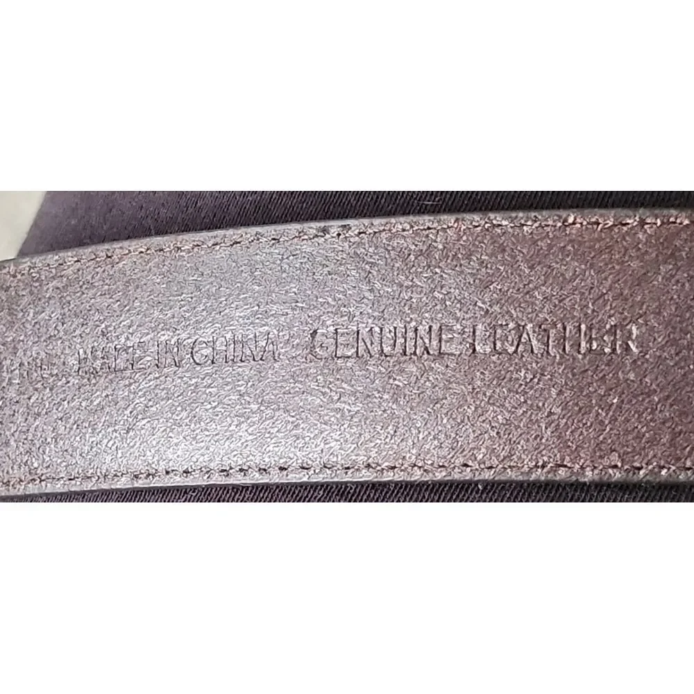 Leather Belt Classic Dress Casual Work Silver‎ Buckle Brown